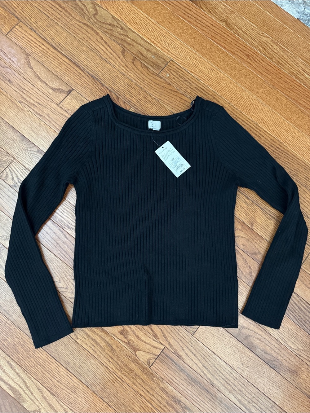a new day Black Ribbed Long-Sleeve Tee